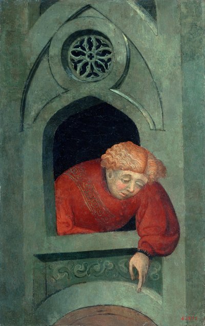Young Man Leaning Out of the Window by Lluís Borrassà